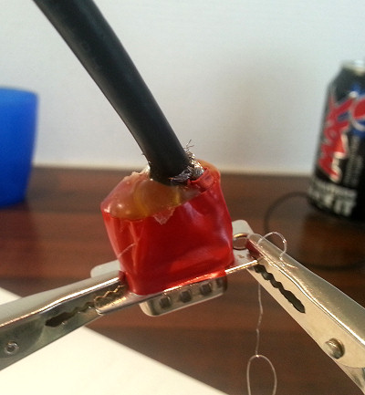 Casting a plug with hot glue